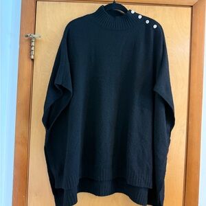 J. Crew Factory Black Sweater with Button Accents